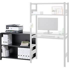 Anbauregal für ORDO Home Steckregal, 3 Fachböden, multifunktional, mobil, B 1060 x T 435 x H 825 mm, tiefschwarz matt RAL 9005