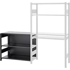 Anbauregal für ORDO Home Steckregal, 3 Fachböden, multifunktional, mobil, B 1060 x T 435 x H 825 mm, tiefschwarz matt RAL 9005