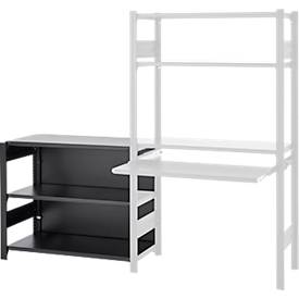 Anbauregal für ORDO Home Steckregal, 3 Fachböden, multifunktional, mobil, B 1060 x T 435 x H 825 mm, tiefschwarz matt RAL 9005