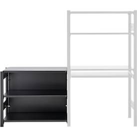 Anbauregal für ORDO Home Steckregal, 3 Fachböden, multifunktional, mobil, B 1060 x T 435 x H 825 mm, tiefschwarz matt RAL 9005