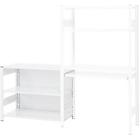 Anbauregal für ORDO Home Steckregal, 3 Fachböden, multifunktional, mobil, B 1060 x T 435 x H 825 mm, verkehrsweiß RAL 9016