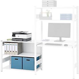 Anbauregal für ORDO Home Steckregal, 3 Fachböden, multifunktional, mobil, B 1060 x T 435 x H 825 mm, verkehrsweiß RAL 9016