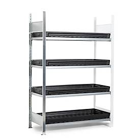 Anbauregal RSW 1364 für Gefahrstoffregal asecos RSW 1364, B 1312 x T 637 x H 2000, 4 höhenverstellbare 36 l PE-Auffangwannen