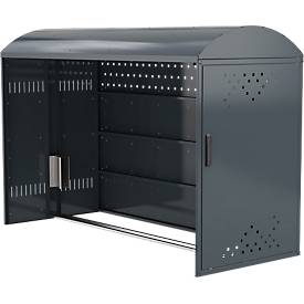 Anbausatz mit Seitenwand für Fahhradgarage BikeBox 1 B mit Bogendach, anthrazitgrau RAL 7016