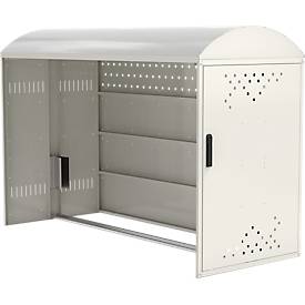 Anbausatz mit Seitenwand für Fahhradgarage BikeBox 1 B mit Bogendach, grauweiß RAL9002