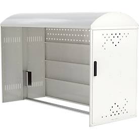 Anbausatz mit Seitenwand für Fahhradgarage BikeBox 1 B mit Bogendach, verkehrsweiß RAL 9016