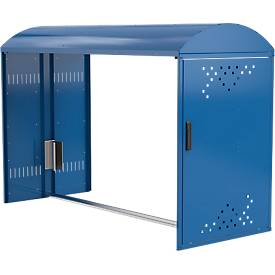 Anbausatz ohne Seitenwand für Fahhradgarage BikeBox 1 B mit Bogendach, enzianblau RAL 5010