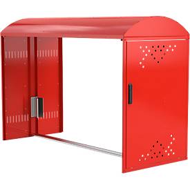 Anbausatz ohne Seitenwand für Fahhradgarage BikeBox 1 B mit Bogendach, verkehrsrot RAL 3020