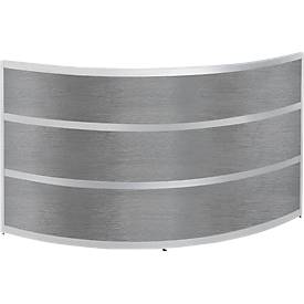 Anbautheke Tool, rund, B 1910 x T 850 x H 1100 mm, Buche-Dekor/Edelstahlfinish