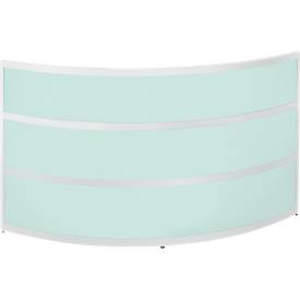 Anbautheke Tool, rund, B 1910 x T 850 x H 1100 mm, Buche-Dekor/Kunstglas grün