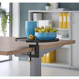 Anbautisch, für die Montage an Schreibtischen, rund, mit Tischklemme, Ø 280 mm, Metall, schwarz lackiert