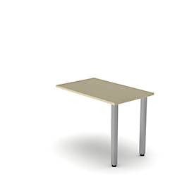 Anbautisch NEVADA, Quadratrohrfuß, B 1000 x T 600 x H 740 mm, Ahorn-Dekor/alusilber