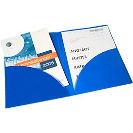 Angebotsmappe FolderSys, A4, 4 Taschen, Visitenkartentasche, Polypropylen, blau, 10 Stück