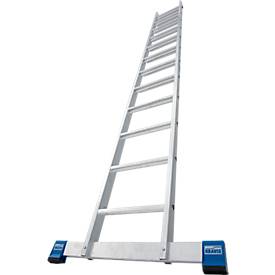 Anlegeleiter Krause, TRBS 2121-2, Arbeitshöhe 4100 mm, 12 rutschfeste Profilstufen mit T 80 mm, Fußstopfen, Quertrav., Alu