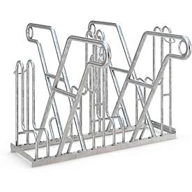 Anlehnparker WSM, 2-seitig, für Reifen bis B 55 mm, B 1080 x T 390 x H 800 mm, Stahl verzinkt, 4 Einstellplätze