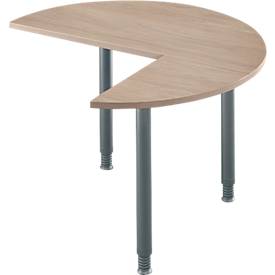 Ansatztisch, 3/4 Kreis, Ø 1200 mm, Ansatz rechts/links, Eiche/anthrazit