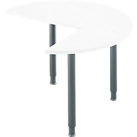 Ansatztisch, 3/4 Kreis, Ø 1400 mm, Ansatz rechts/links, weiß/anthrazit