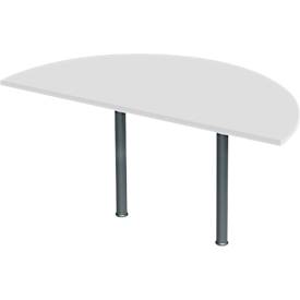 Ansatztisch, Halbkreis, Ø 1600 mm, lichtgrau/anthrazit