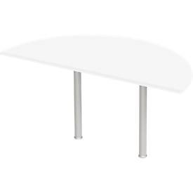 Ansatztisch, Halbkreis, Ø 1600 mm, weiß/weißalu