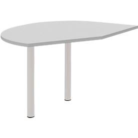 Ansatztisch links BARI, 2 Stützfuße, Form B, Bogen, B 1050 x T 1260 x H 680-820 mm, hellgrau