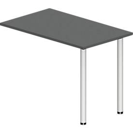 Ansatztisch NEVADA, Rechteck, B 1000 x T 600 x H 740 mm, Rundrohr, dunkelgrau/weiß 