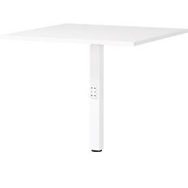 Ansatztisch Porto, mechanisch höheneinstellbar, Stützfuß, B 800 x T 800 x H 680-910 mm, weiß/weiß