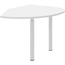 Ansatztisch rechts BARI, 2 Stützfuße, Form B, Bogen, B 1050 x T 1260 x H 680-820 mm, weiß