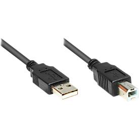 Anschlusskabel USB 2.0 Stecker A/B, 5 m, schwarz