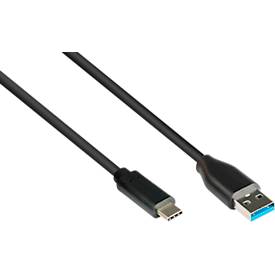 Anschlusskabel USB 3.2 Gen.2 (10GBit/s / 3A), Stecker A an USB-C™ Stecker, CU, schwarz, 1m, Good Connections®