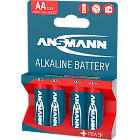 Ansmann Alkaline-Batterien Mignon AA, 4 Stück