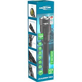 ANSMANN LED Taschenlampe T12000FR, 12.000 Lumen, 4 Leuchtfunktionen, Powerbankfunktion, IPX5/IK07, schwarz