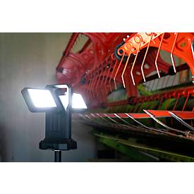 ANSMANN WL11500R Doppel-LED Baustrahler, 11.500 Lumen, 2× 36W-SMD LEDs, Akku- und Netzbetrieb, Verstellbar, Stativ und Magnetfuß, schwarz