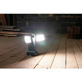 ANSMANN WL11500R Doppel-LED Baustrahler, 11.500 Lumen, 2× 36W-SMD LEDs, Akku- und Netzbetrieb, Verstellbar, Stativ und Magnetfuß, schwarz