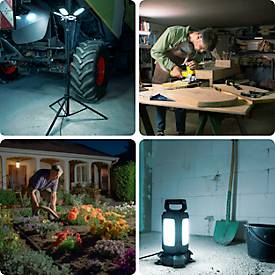 ANSMANN WL14000AC Vierfach-LED Strahler, 14.000 Lumen, 4× 30 W-SMD LEDs, Netzbetrieb, Verstellbar, Stativ und Magnetfuß, schwarz