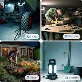 ANSMANN WL14000AC Vierfach-LED Strahler, 14.000 Lumen, 4× 30 W-SMD LEDs, Netzbetrieb, Verstellbar, Stativ und Magnetfuß, schwarz