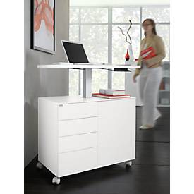 Anstellcontainer SOLUS PLAY, 4 Schübe, 1 Flügeltür, B 800 x T 500 x H 720 - 1080 mm, weiß