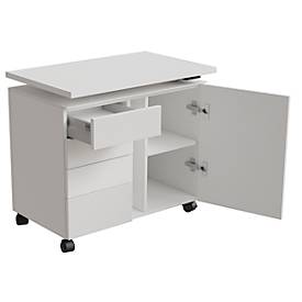 Anstellcontainer SOLUS PLAY, 4 Schübe, 1 Flügeltür, B 800 x T 500 x H 720 - 1080 mm, weiß