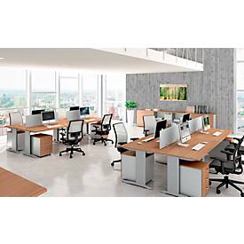 Anstellregal ARLON OFFICE, 2 offene Fächer, B 800 x T 450 x H 730 mm, Eiche-Dekor/alufarben