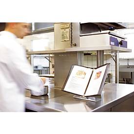 Antibakterielles Sichttafelsystem Tarifold Sterifold, Tischständer mit 10 Tafeln im Format A4, erweiterbar, schwarz