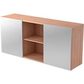 Aparador TARVIS, 2 AA, con puertas correderas, An 1600 x P 420 x Al 748 mm, acabado en nogal