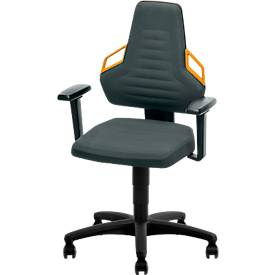 Arbeits-Drehstuhl, Rollen, Supertec schwarz, Griffe orange