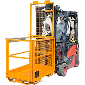 Arbeitsbühne für Stapler Typ MB-II, für 2 Personen, bis 300 kg, L 1040 x B 1300 x H 2155 mm, gelborange RAL 2000