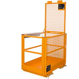 Arbeitsbühne für Stapler Typ MB-II, für 2 Personen, bis 300 kg, L 1040 x B 1300 x H 2155 mm, gelborange RAL 2000