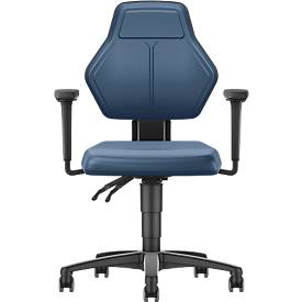 Arbeitsdrehstuhl Allrounder, o. Armlehnen, Permanentkontakt, m. Rollen, Kunstleder, blau