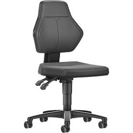 Arbeitsdrehstuhl Allrounder, o. Armlehnen, Permanentkontakt, m. Rollen, PU-Polster, schwarz
