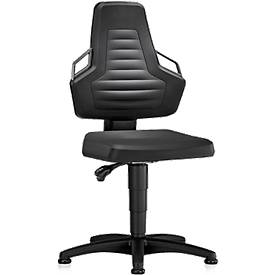 Arbeitsdrehstuhl, Gleiter, PU-Schaum schwarz, Griffe grau