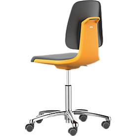Arbeitsdrehstuhl Labsit, Integralschaum, Rollen, B 450 x T 420 x H 450 - 650 mm, orange