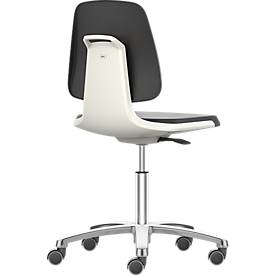 Arbeitsdrehstuhl Labsit, Kunstleder, Rollen, B 450 x T 420 x H 450 - 650 mm, weiß