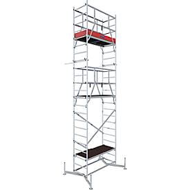 Arbeitsgerüst 1. Aufstockung MONTO® ClimTec, zusätzliche Arbeitshöhe 2 m, höhenverstellbare Belagbühne mit Luke, V-Traverse, bis 200 kg/m², Aluminium