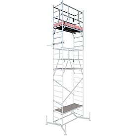 Arbeitsgerüst 2. Aufstockung MONTO® ClimTec, zusätzliche Arbeitshöhe 2 m, höhenverstellbare Belagbühne mit Luke, V-Traverse, bis 200 kg/m², Aluminium